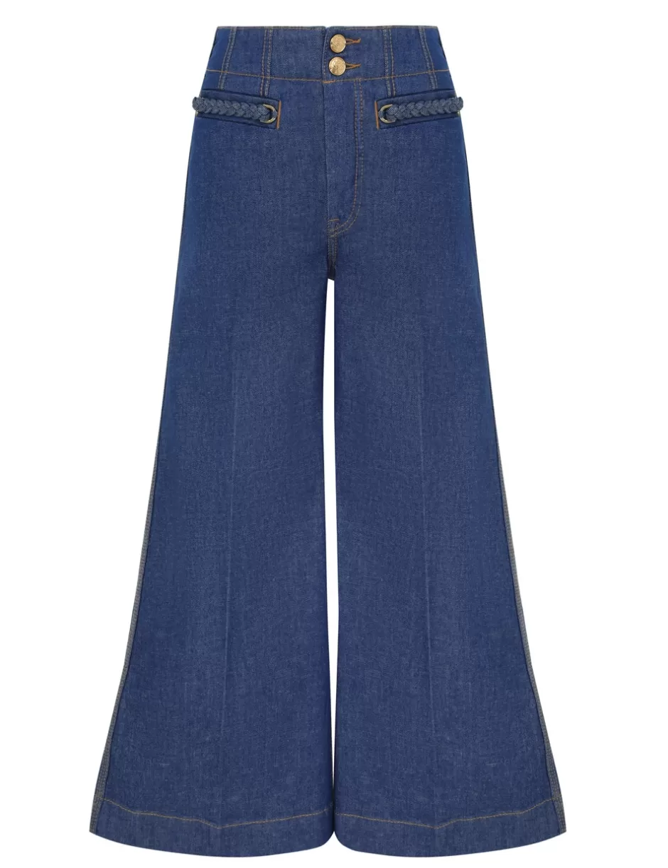 ZIMMERMANN Clothing | Shorts & Pants<Wylie Cropped Jean Railway Blue