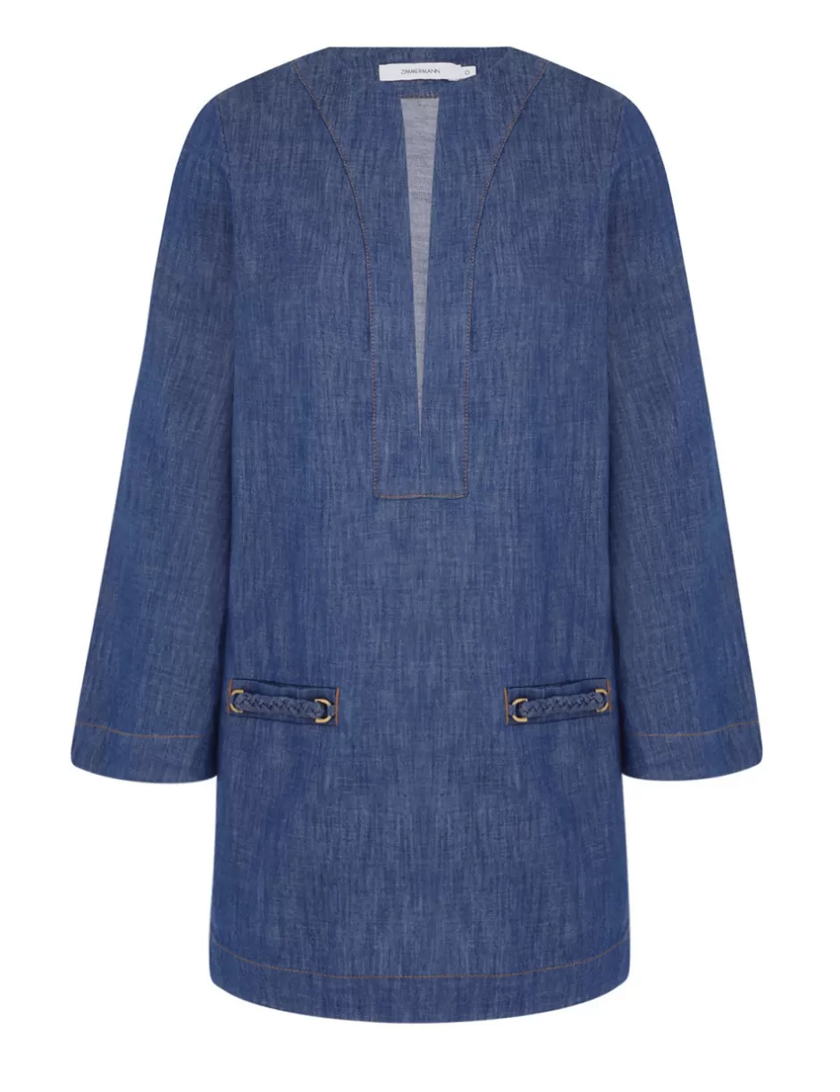 ZIMMERMANN Clothing | Dresses & Coverups<Wylie Denim Tunic Dress Railway Blue