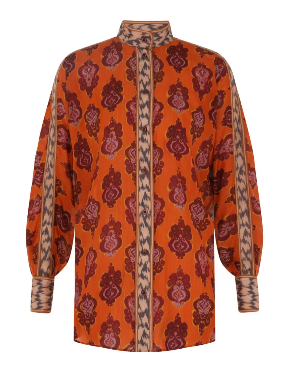 ZIMMERMANN Clothing | Tops<Wylie Dolman Shirt Sunset Ikat