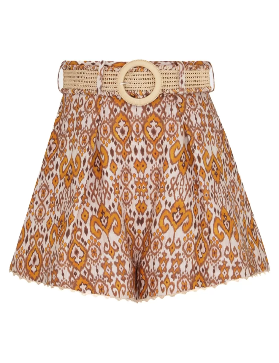 ZIMMERMANN Clothing | Shorts & Pants<Wylie Fitted Short Orange Ikat