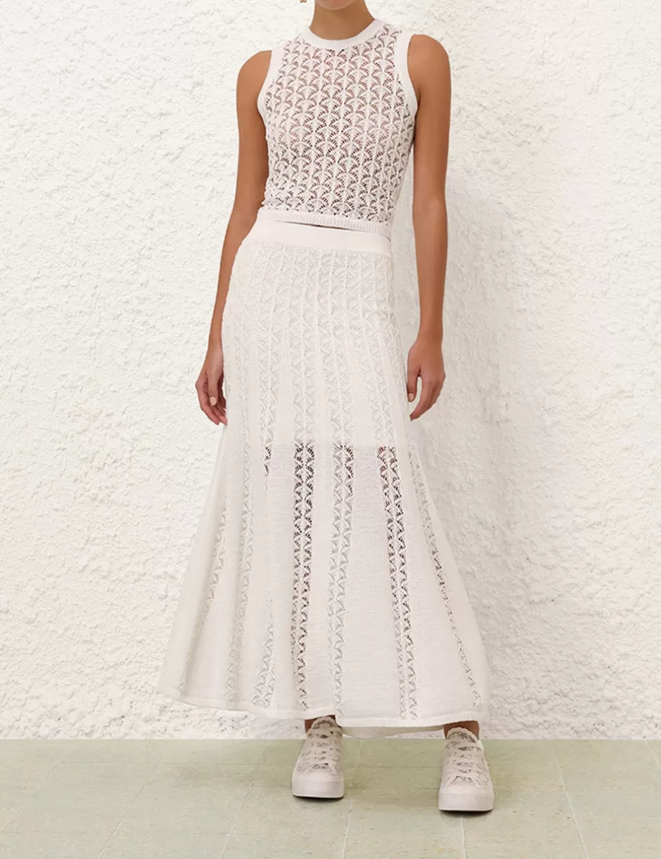 ZIMMERMANN Clothing | Skirts<Wylie Flared Knit Skirt Ivory