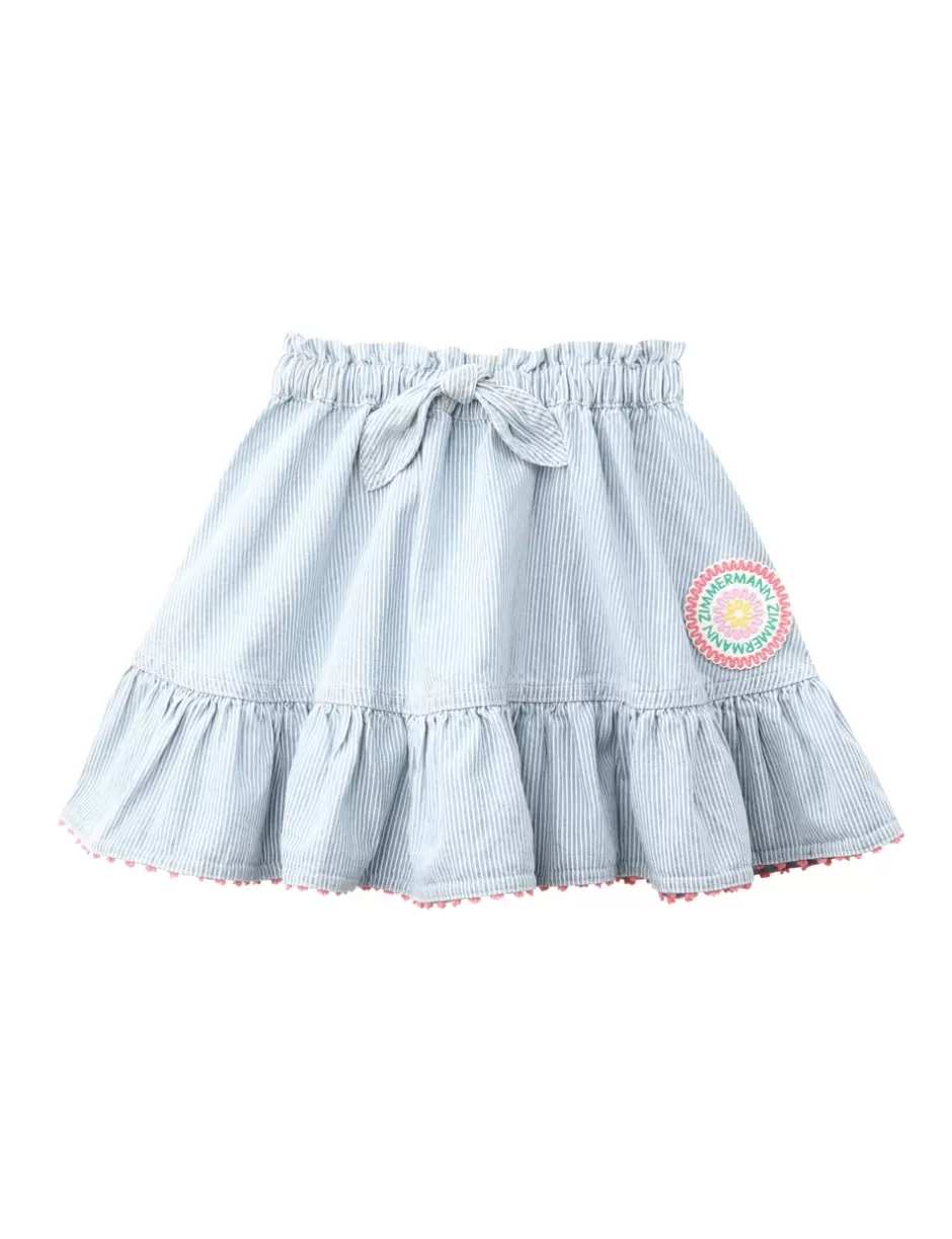 ZIMMERMANN Kids | Clothing<Wylie Kids Denim Skirt Ticking Stripe