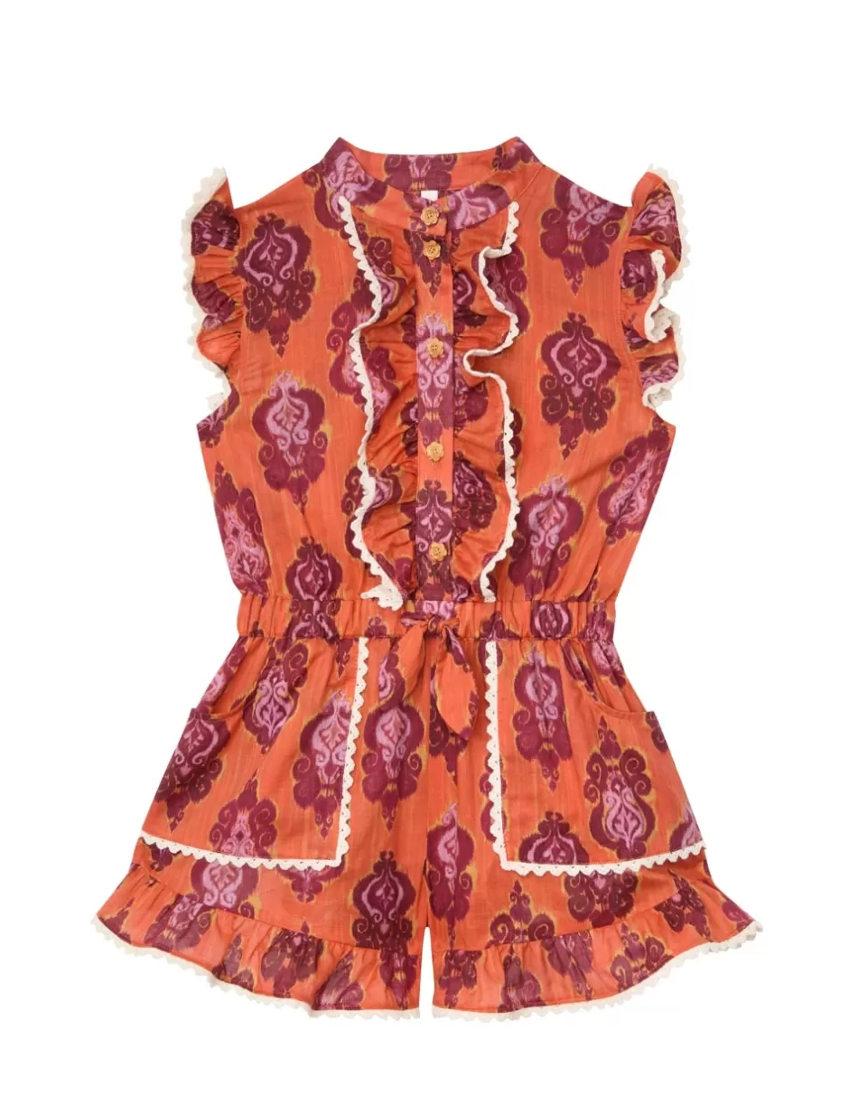 ZIMMERMANN Kids | Clothing<Wylie Kids Frill Playsuit Sunset Ikat