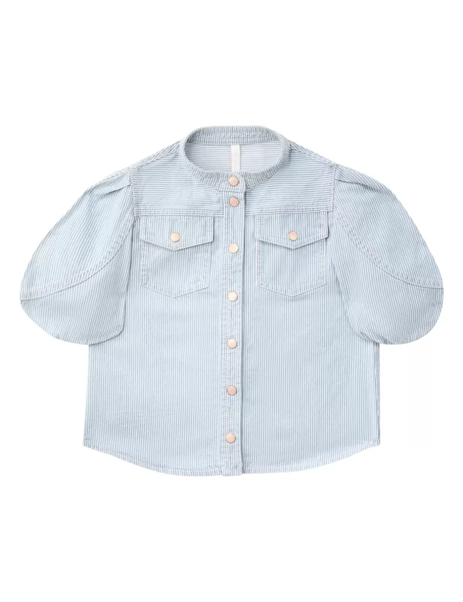 ZIMMERMANN Kids | Clothing<Wylie Kids Utility Denim Top Ticking Stripe