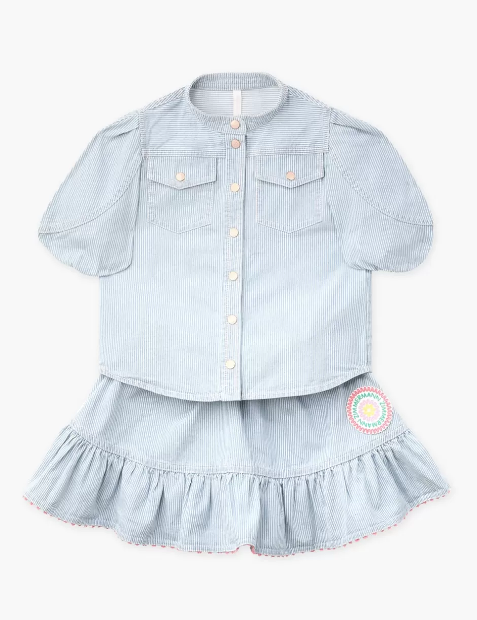 ZIMMERMANN Kids | Clothing<Wylie Kids Utility Denim Top Ticking Stripe