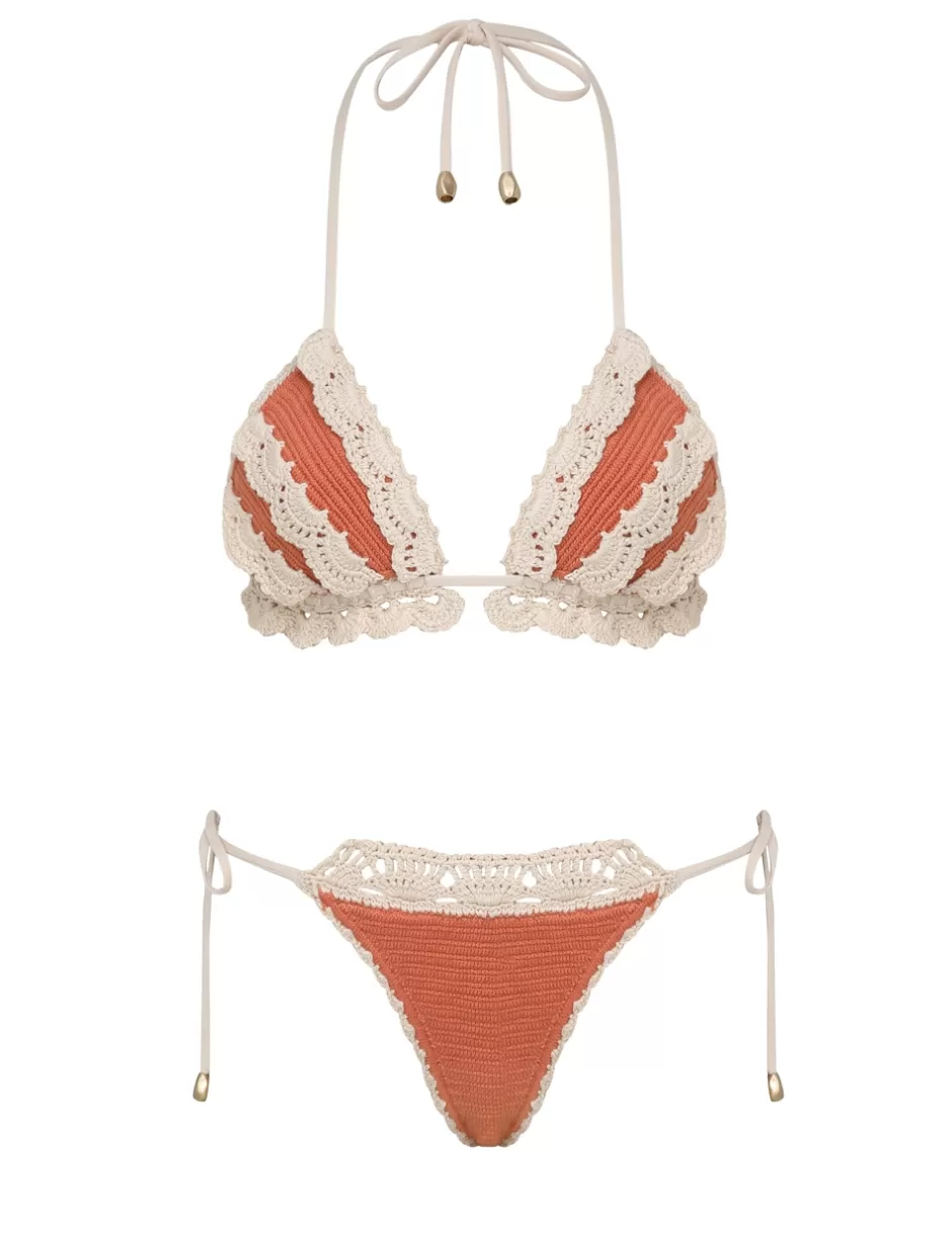 ZIMMERMANN Bikinis<Wylie Knit Tri Bikini Coral