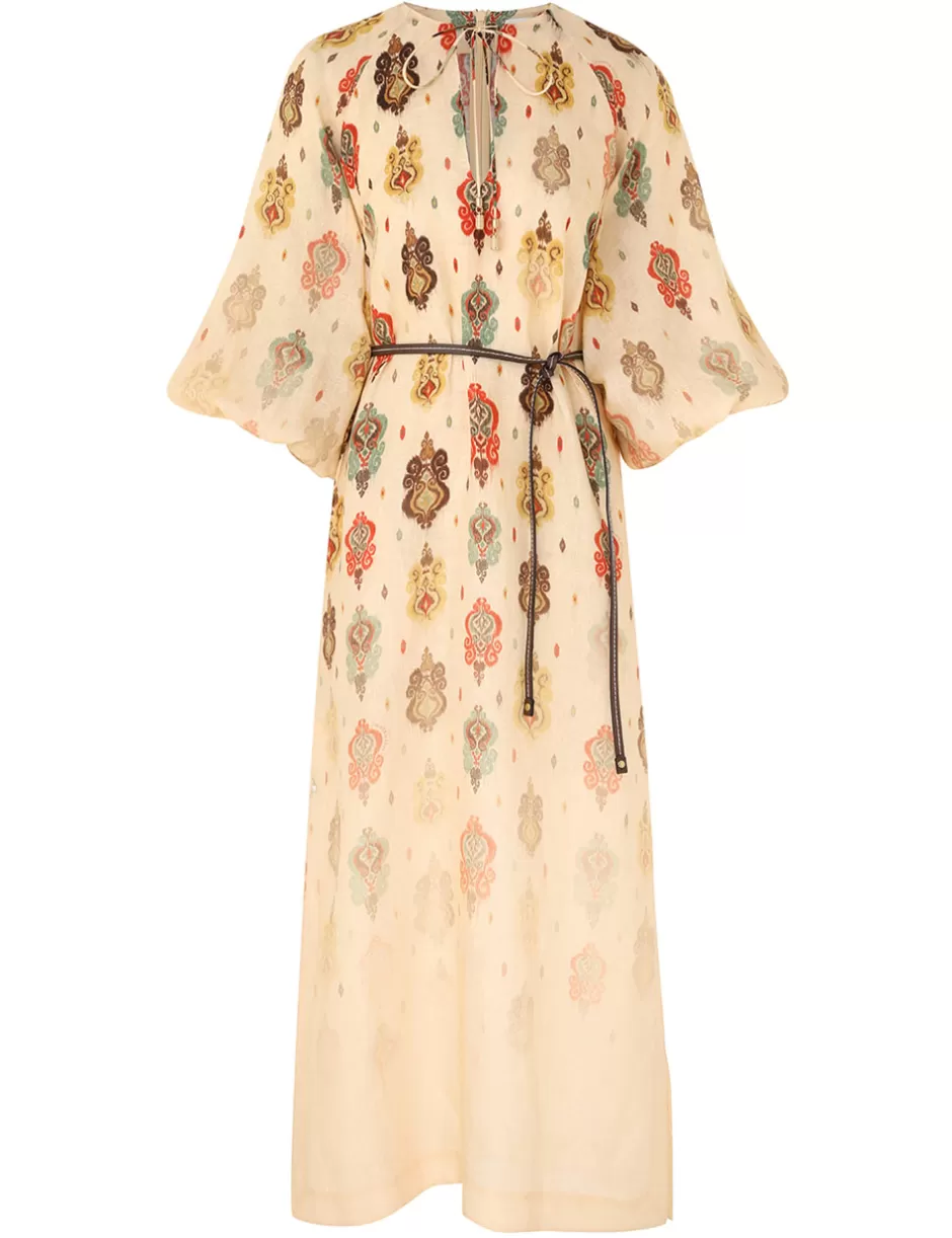 ZIMMERMANN Clothing | Dresses & Coverups<Wylie Midi Dress Tan Ikat