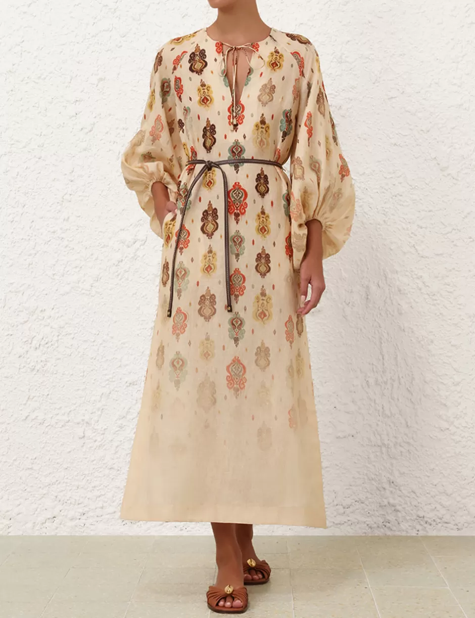 ZIMMERMANN Clothing | Dresses & Coverups<Wylie Midi Dress Tan Ikat