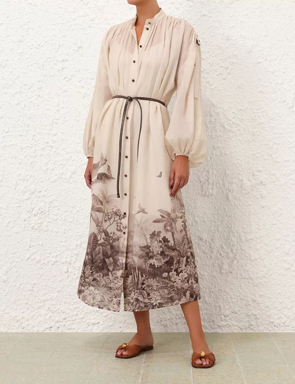 ZIMMERMANN Clothing | Dresses & Coverups<Wylie Midi Shirt Dress Sepia Palm