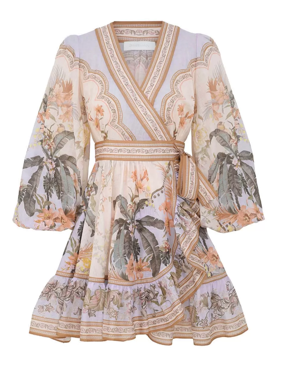 ZIMMERMANN Clothing | Dresses & Coverups<Wylie Mini Wrap Frill Dress Blue Floral