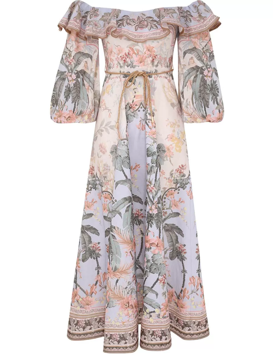 ZIMMERMANN Clothing | Dresses & Coverups<Wylie Off-Shoulder Midi Dress Blue Floral