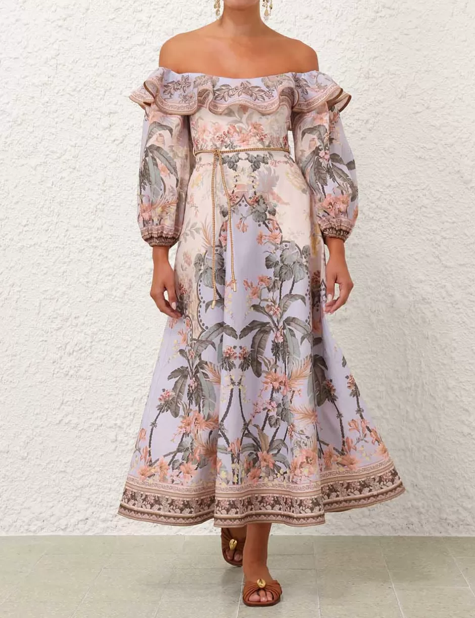 ZIMMERMANN Clothing | Dresses & Coverups<Wylie Off-Shoulder Midi Dress Blue Floral