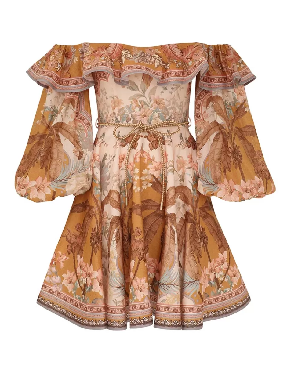 ZIMMERMANN Clothing | Dresses & Coverups<Wylie Off-Shoulder Mini Dress Mustard Floral