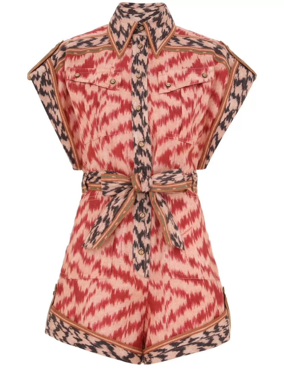 ZIMMERMANN Jumpsuits & Playsuits | Clothing<Wylie Pocket Playsuit Red Ikat