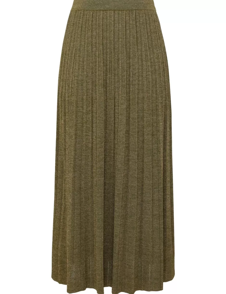 ZIMMERMANN Clothing | Skirts<Wylie Rib Midi Skirt Dusty Olive Gold