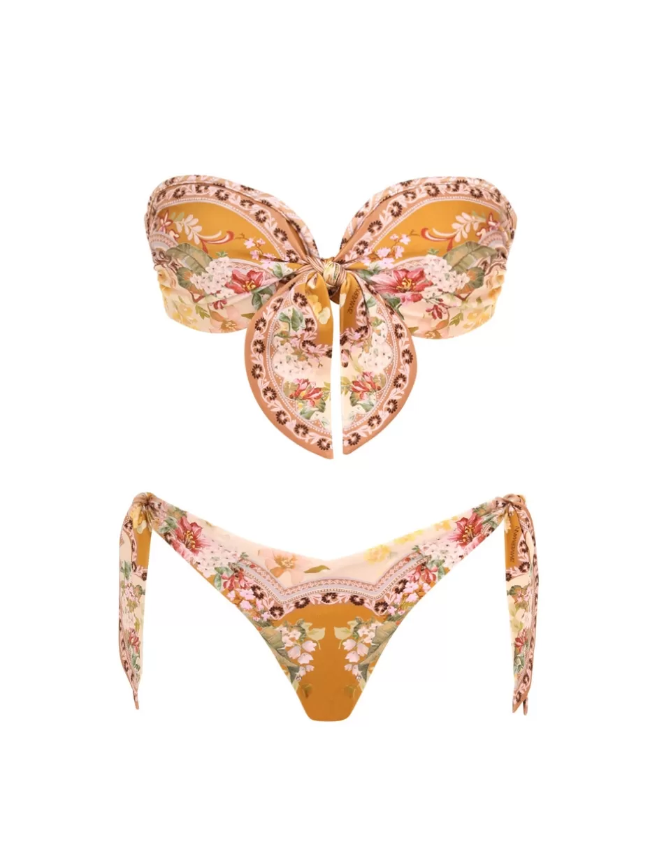 ZIMMERMANN Bikinis<Wylie Scarf Tie Bikini Mustard Floral