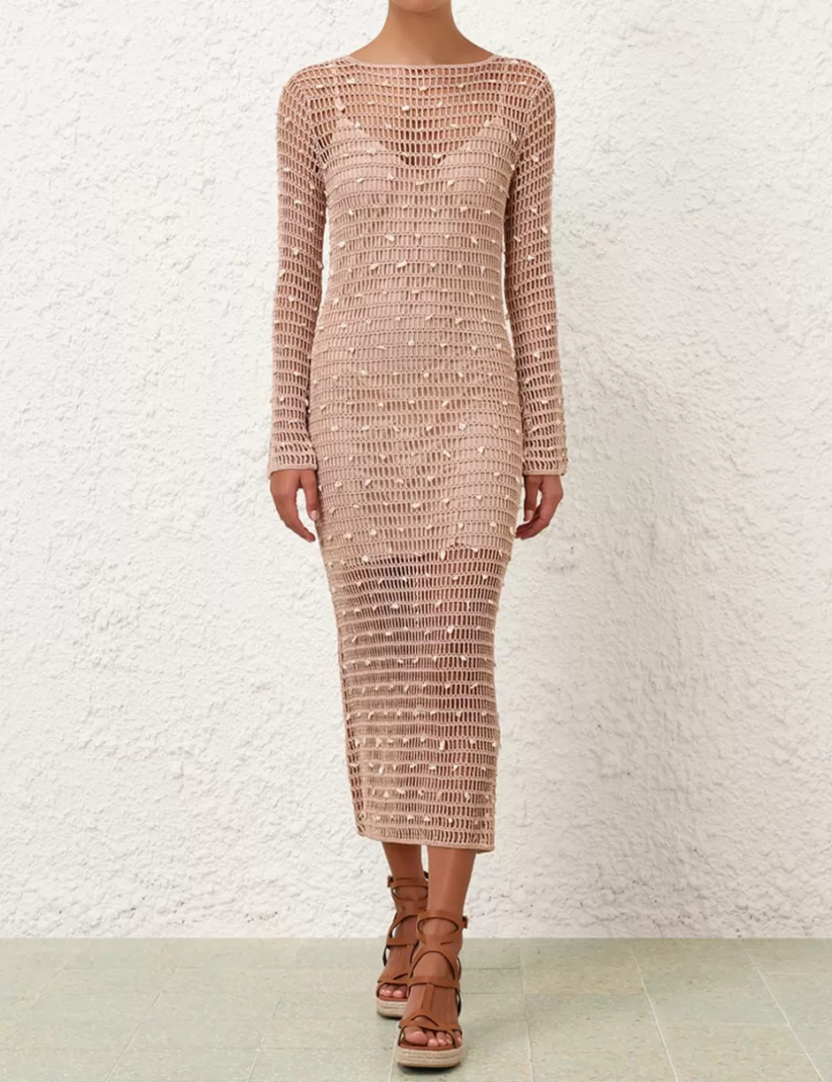 ZIMMERMANN Knitwear | Clothing<Wylie Shell Crochet Midi Taupe