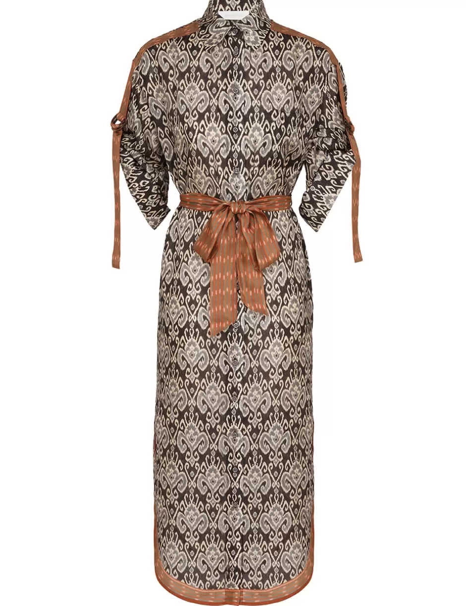 ZIMMERMANN Clothing | Dresses & Coverups<Wylie Shirt Dress Charcoal Ikat