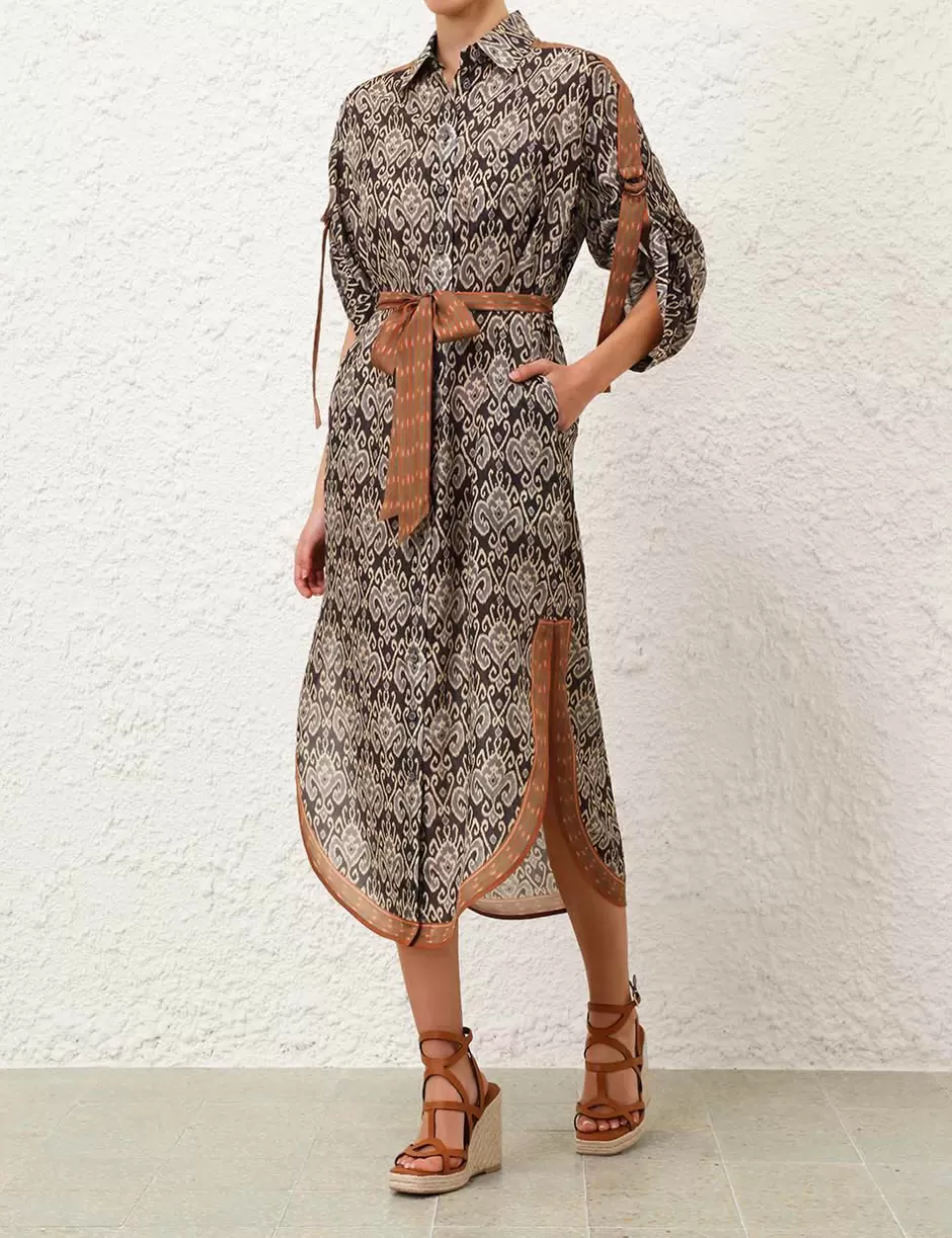 ZIMMERMANN Clothing | Dresses & Coverups<Wylie Shirt Dress Charcoal Ikat