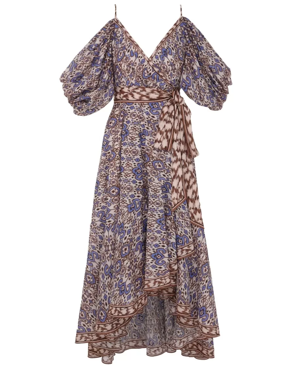 ZIMMERMANN Clothing | Dresses & Coverups<Wylie Wrap Midi Dress Cornflower Ikat