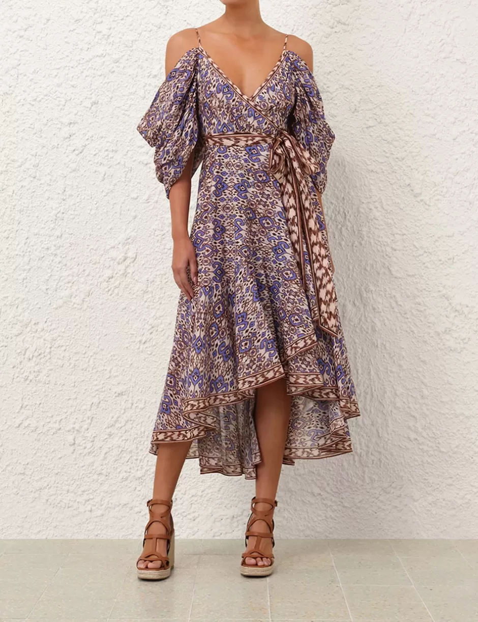 ZIMMERMANN Clothing | Dresses & Coverups<Wylie Wrap Midi Dress Cornflower Ikat