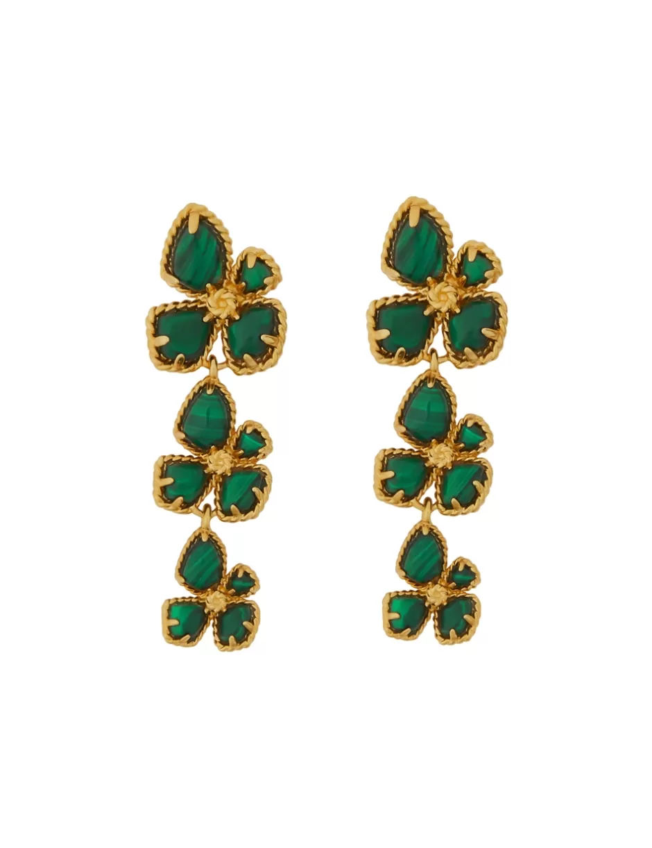 ZIMMERMANN Jewellery | Earrings< Bloom Large Dangles Gold Malachite