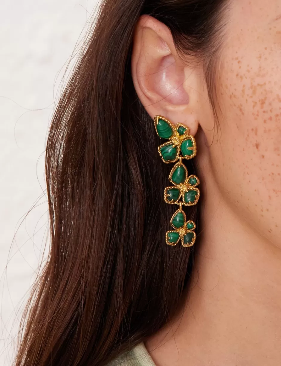 ZIMMERMANN Jewellery | Earrings< Bloom Large Dangles Gold Malachite